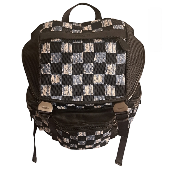 Coach Trek Blue Check Backpack - Picture 4 of 8